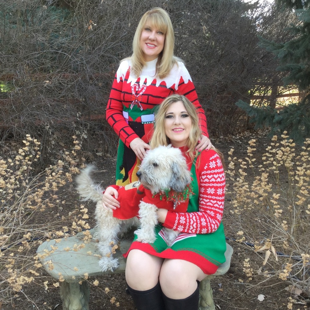 Ugly Christmas Sweater Fireplace Dress Xhileration Sz XL Stocking Pockets
